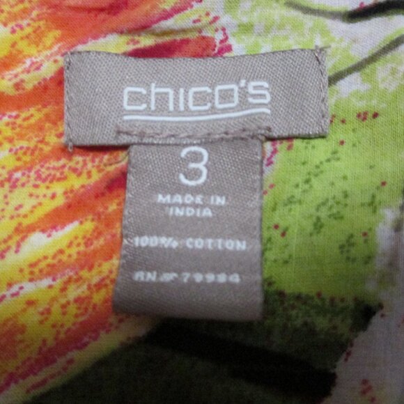 Chico's top button down tropical design soft floral print blouse size XL (3) - Picture 2 of 8